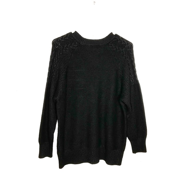 < Wonderly Black Oversized Cable Knit Sweater > - Picture 4 of 4